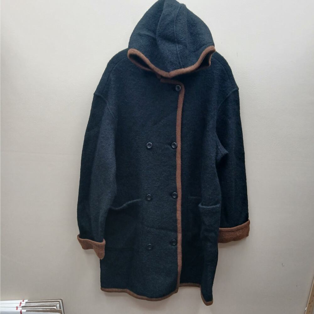 VTG CWS Casual Workstyles 100% Wool Hooded Double-Breasted Jacket Coat X-Large